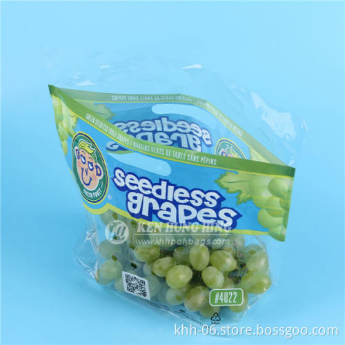 High Quality Zip Lock Plastic Grapes Bag Custom Fruit Shopping Bag